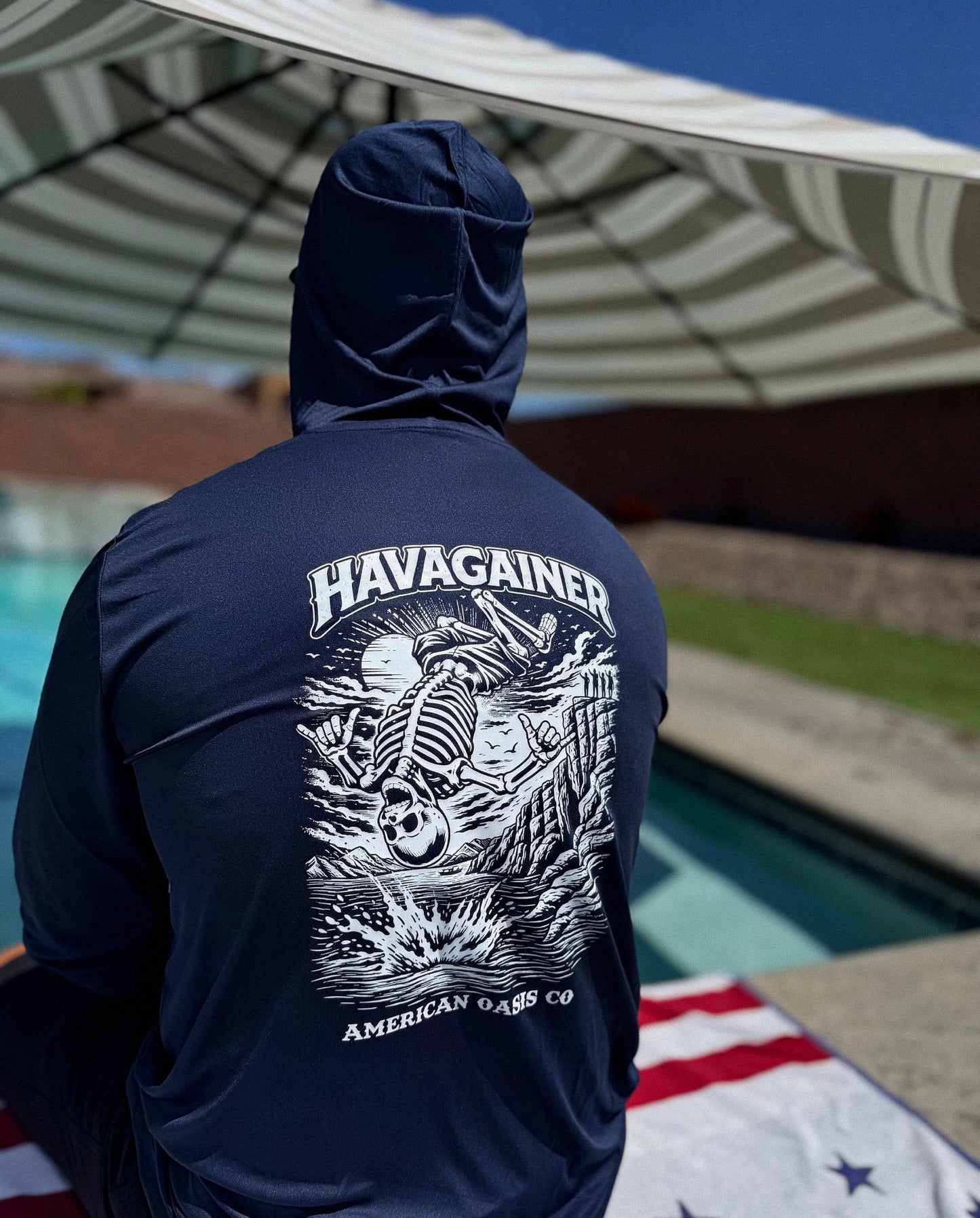Havagainer Navy Hooded Sun Shirt