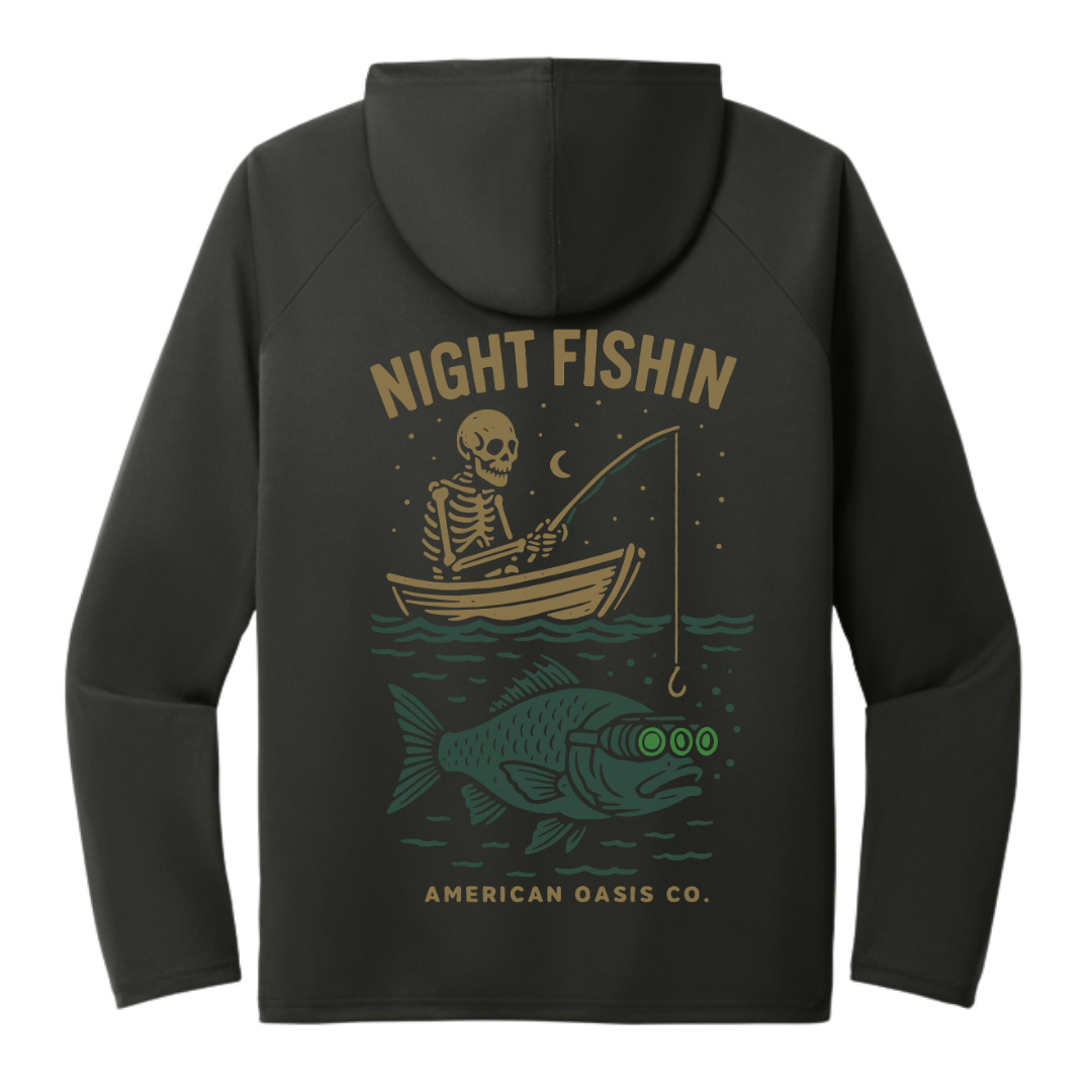 "Night Fishin" Hooded Sun Shirt