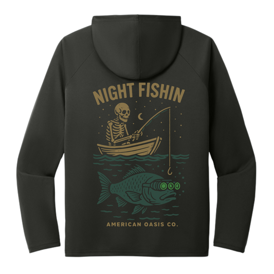 "Night Fishin" Hooded Sun Shirt