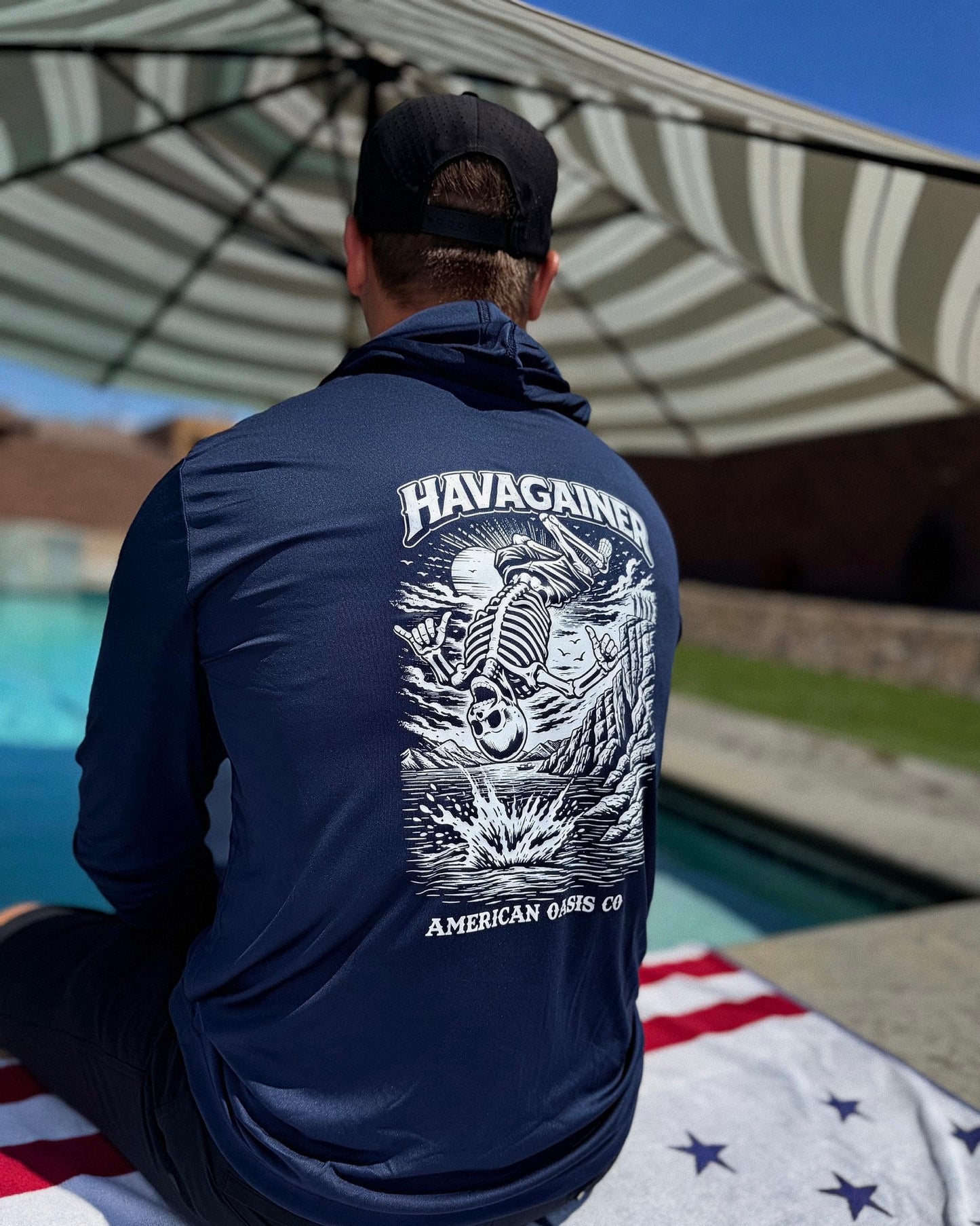 Havagainer Navy Hooded Sun Shirt