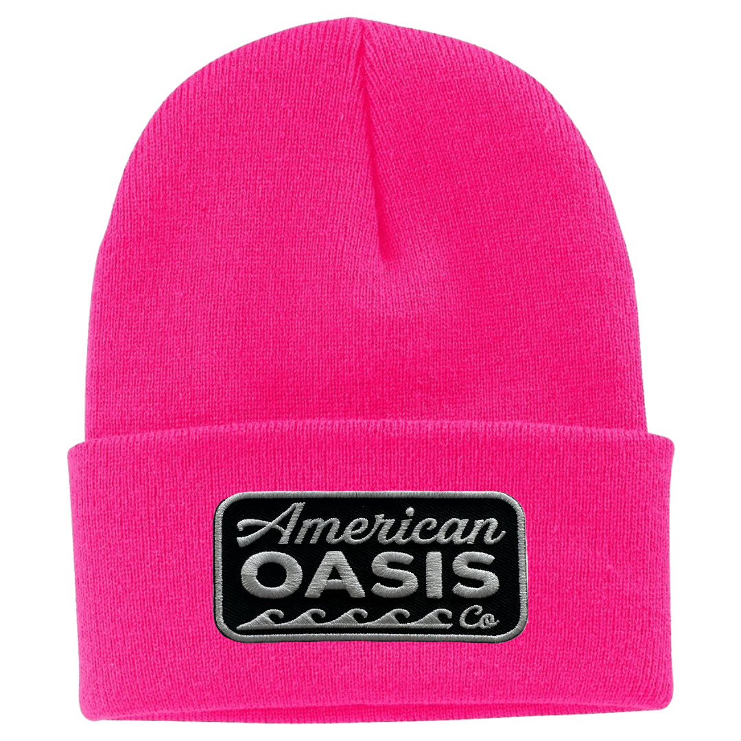 Neon Pink Patch Beanie