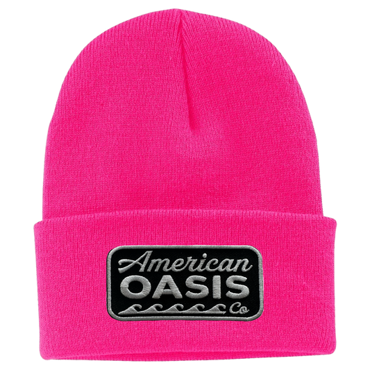 Neon Pink Patch Beanie